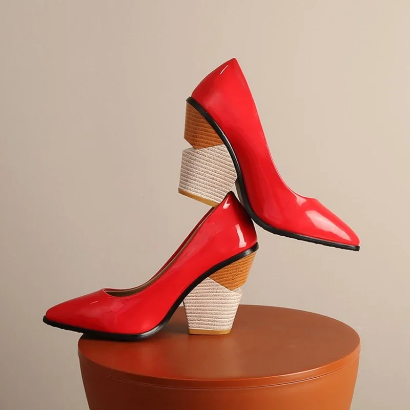 New High Heels Wedge Shoes Woman Brand Designer Patent Party Office Wedding Shoe Pointed Toe Dress Pumps Biggest Size 48 8767 
New High Heels Wedge Shoes Woman Brand Designer Patent Party Office Wedding Shoe Pointed Toe Dress Pumps Biggest Size 48 8767