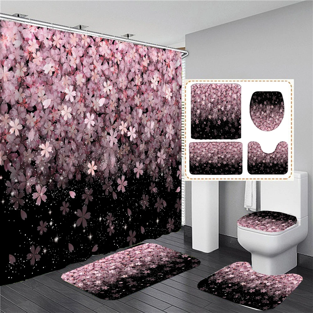 Cherry Blossoms Flowers Print Shower Curtains Bathroom Curtain Set Flower Anti-skid Rugs Carpet Toilet Lid Cover Bath Mat Sets
Cherry Blossoms Flowers Print Shower Curtains Bathroom Curtain Set Flower Anti-skid Rugs Carpet Toilet Lid Cover Bath Mat Sets