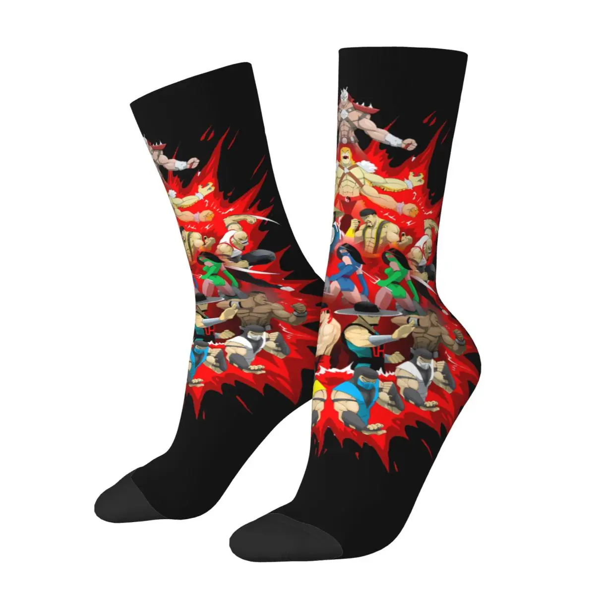 

Забавные счастливые мужские носки в стиле 90-х в стиле ретро Харадзюку, Mortal Kombat MK, Midway Game, хип-хоп, новинка, бесшовные сумасшедшие носки с принтом в подарок