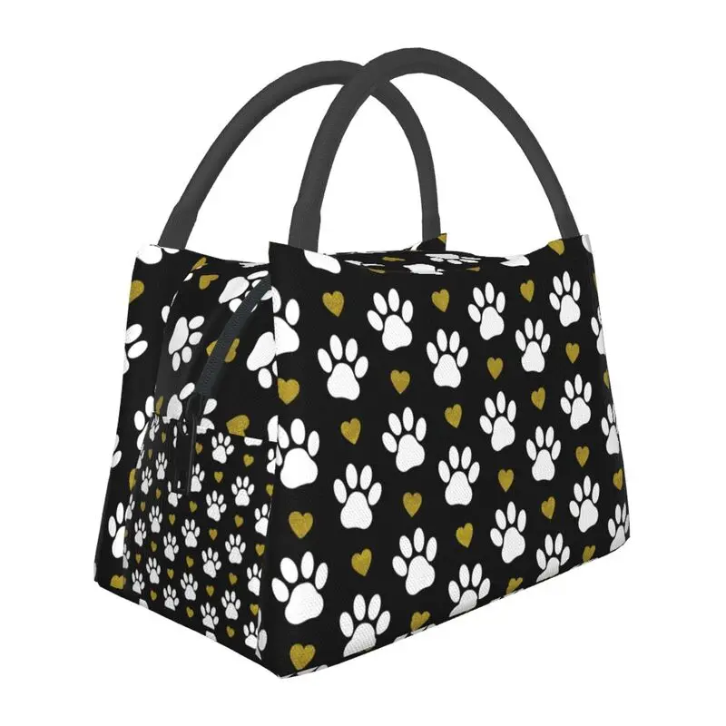 Trendy Pattern Of Paw Insulated Lunch Bags for Outdoor Picnic White Dog Paws Gold Heart Resuable Thermal Cooler Lunch Box Women 
Trendy Pattern Of Paw Insulated Lunch Bags for Outdoor Picnic White Dog Paws Gold Heart Resuable Thermal Cooler Lunch Box Women
