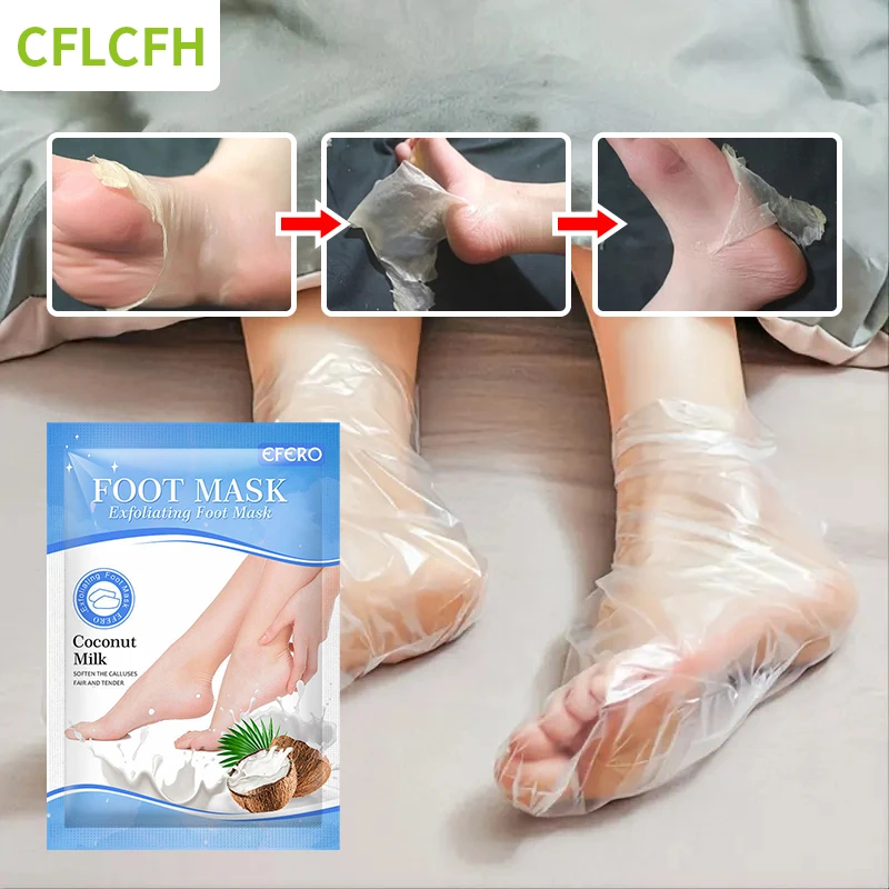

Exfoliating Foot Mask Spa Pedicure Socks Anti Drying Cracking Heel Peeling Dead Skin Remover Feet Moisturizing Coconut Milk Mask