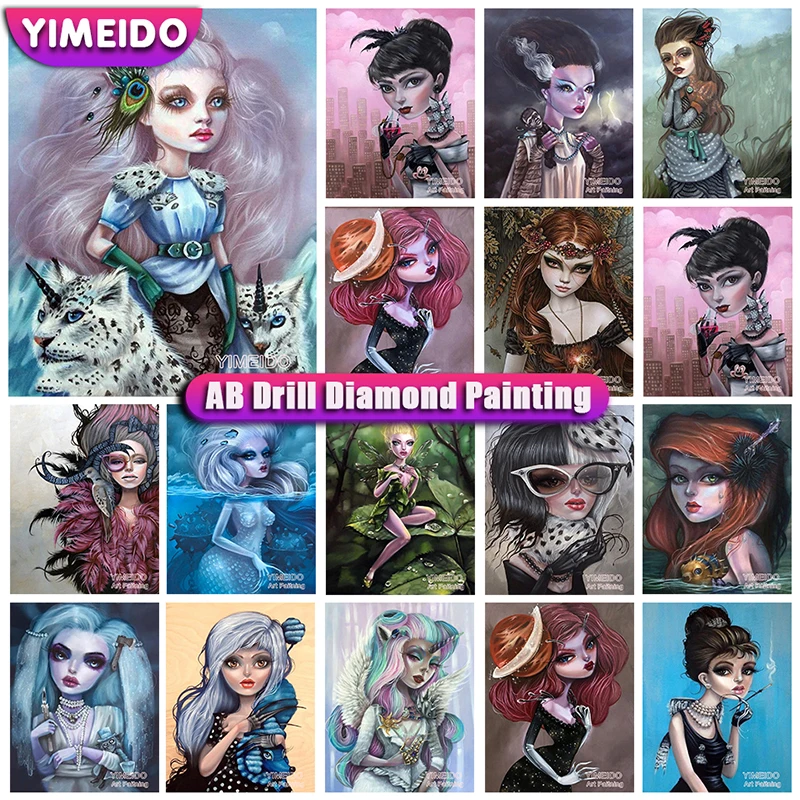 

YIMEIDO Zipper Bag AB Diamond Embroidery girl 5D DIY Diamond Painting cartoon Full Mosaic Picture Cross Stitch Kits Home Decor