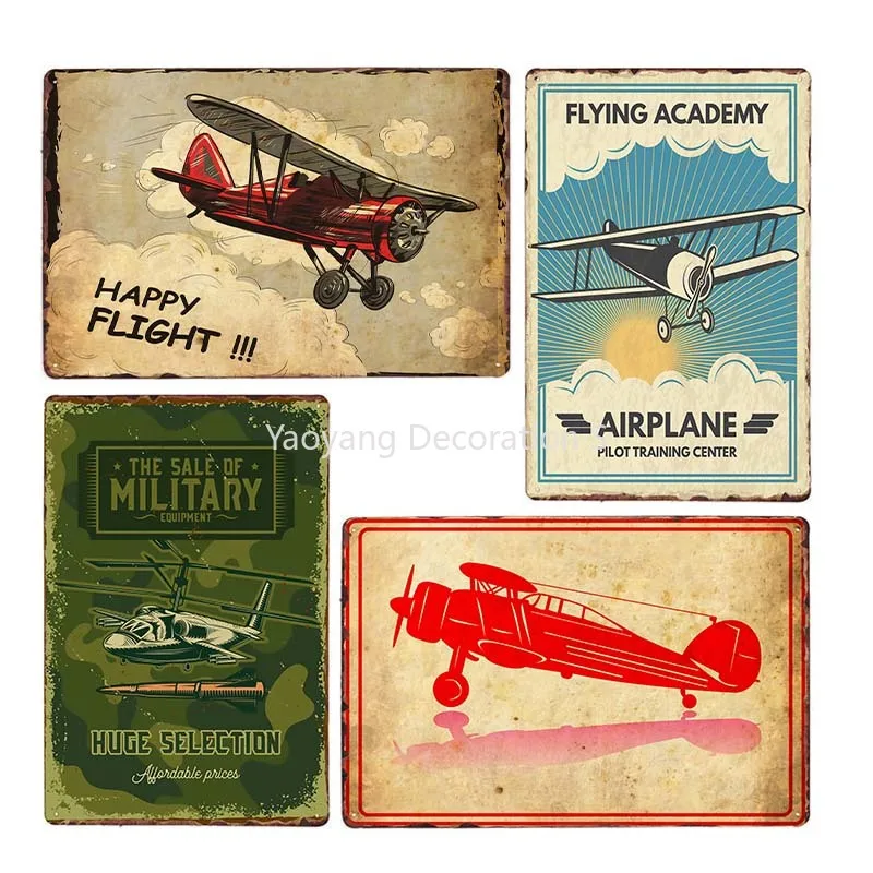 

American Classic Airplane Fighter Metal Signs Aircraft Plane Wall Vintage Art Painting Poster Pub Bar Room Home Decor 20X30cm