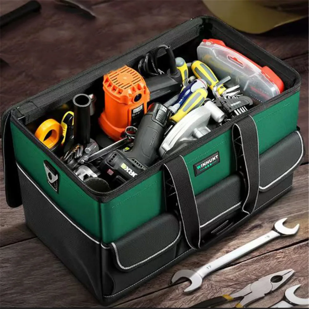 

Rectangular Waterproof Tool Bags with Strap Large Capacity Bag Tools Increase 30% Capacity for Electrician Carpentry