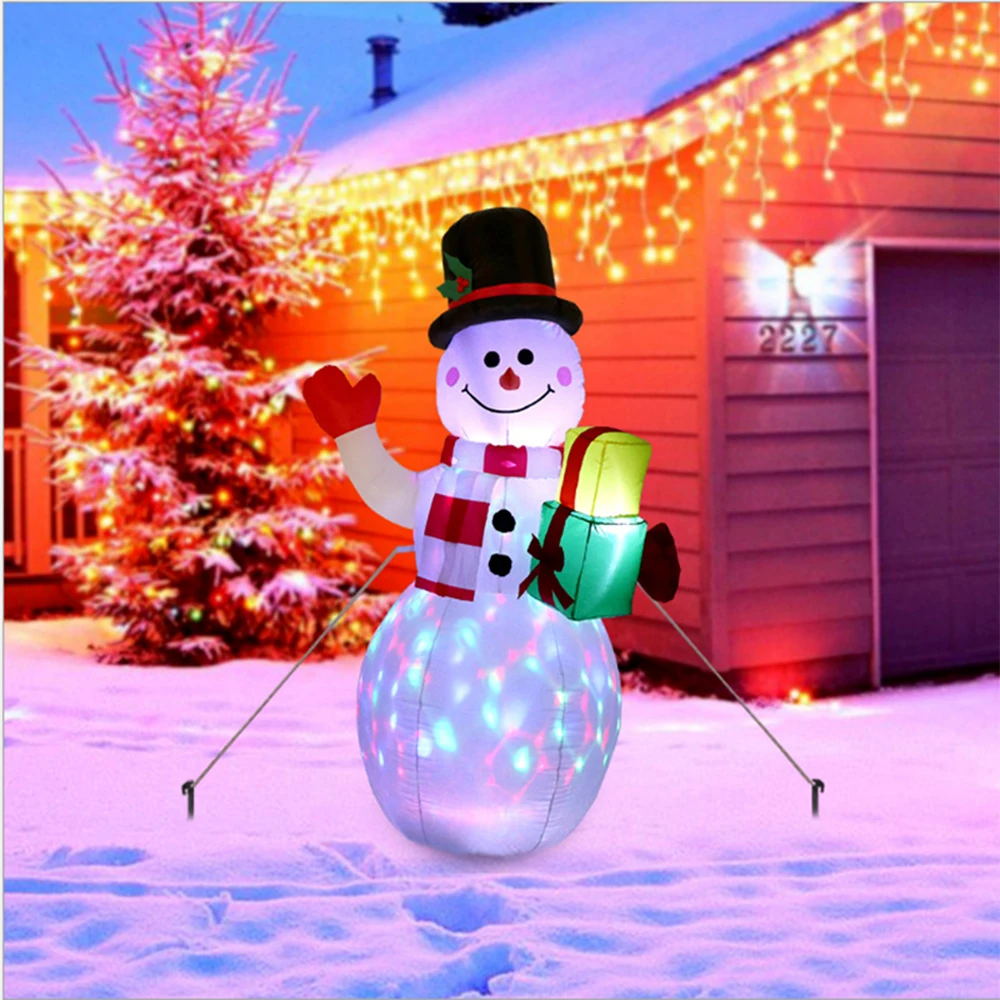 

1.5M Navidad Wedding Decoration Christmas Snowman Inflatable Toys With Rotating Led Lights Indoor Outdoor Christmas Ornaments