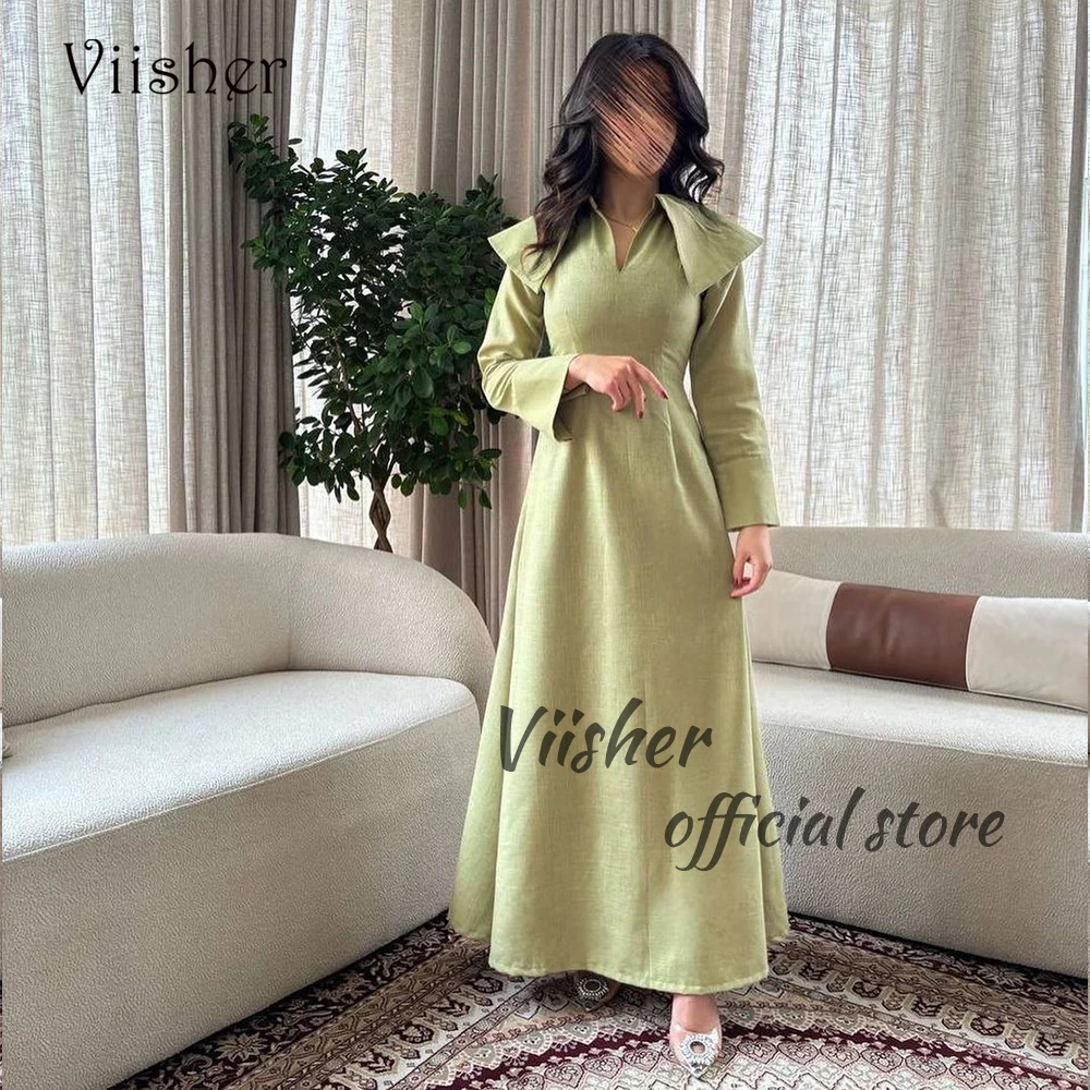 Viisher Sage Green Satin Mermaid Evening Dresses Long Sleeve V Neck Prom Dress Arabian Formal Occasion Gown Ankle Length
Viisher Sage Green Satin Mermaid Evening Dresses Long Sleeve V Neck Prom Dress Arabian Formal Occasion Gown Ankle Length