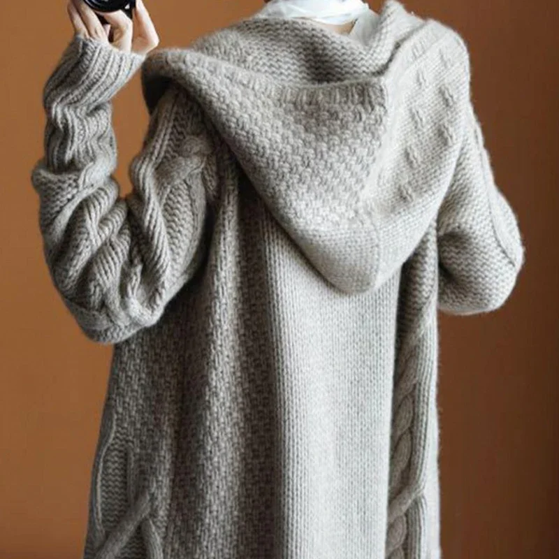Woman Sweater Cardigan Long Tops Fall Winter 2021 New Knitted Jackets Casual Hooded Loose Black Coat Vintage Long Sweater Boho
Woman Sweater Cardigan Long Tops Fall Winter 2021 New Knitted Jackets Casual Hooded Loose Black Coat Vintage Long Sweater Boho