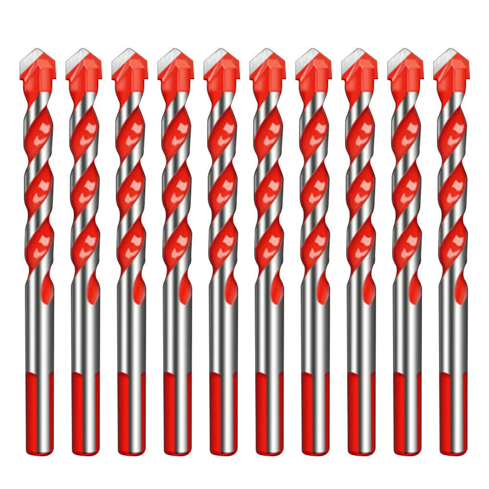 

10pcs Multifunctional Drill Bits Set 6mm Triangle Shank Ceramic Tile Concrete Brick Wood Glass Hole Punching Metal Drilling Tool