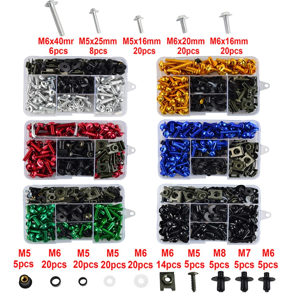 195Pcs Motorcycle Accessories Aluminum Fairing Bolt Screws Kit Nut Clips For Yamaha YZFR1 YZFR3 YZFR6 YZFR125 YZF R1 R3 R6 R125
195Pcs Motorcycle Accessories Aluminum Fairing Bolt Screws Kit Nut Clips For Yamaha YZFR1 YZFR3 YZFR6 YZFR125 YZF R1 R3 R6 R125