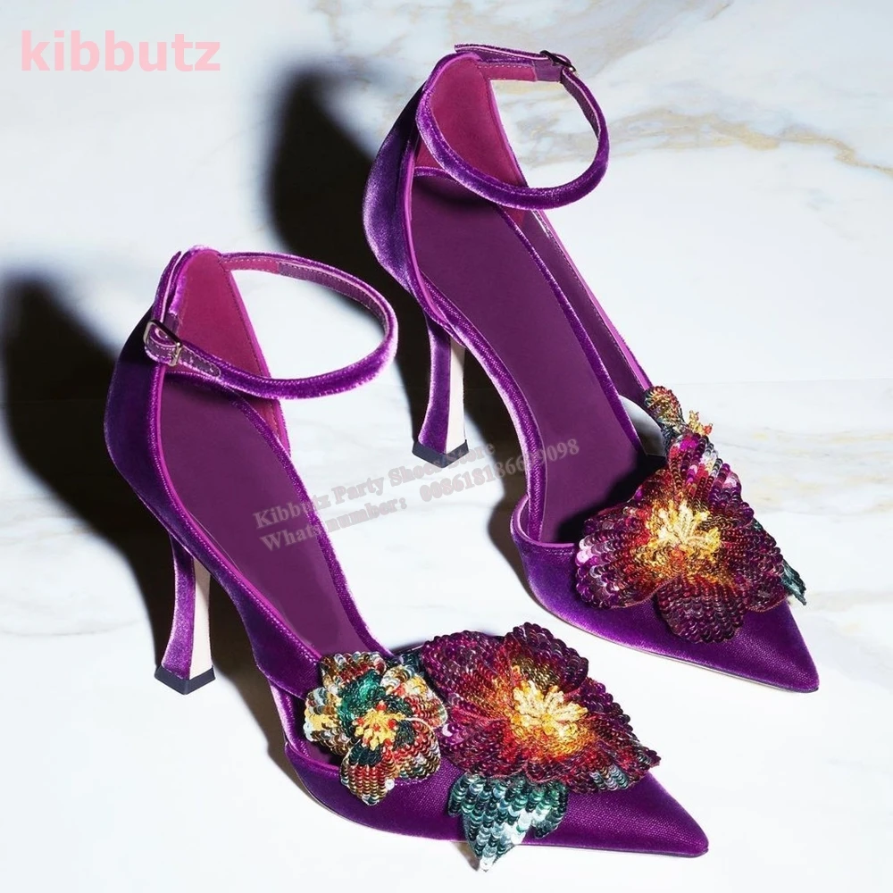 Bling Flowers Velvet Pumps Crystal Gloss Mixed Color Pointed Toe Thin Heels Ankle Strap Buckle Fashion Elegant Sexy Women Shoes
Bling Flowers Velvet Pumps Crystal Gloss Mixed Color Pointed Toe Thin Heels Ankle Strap Buckle Fashion Elegant Sexy Women Shoes