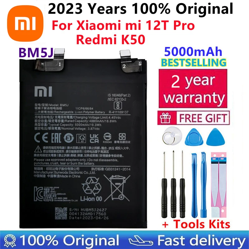 100% Original High Quality New Replacement 5000mAh Battery BM5J For Xiaomi Mi 12T Pro Redmi K50 Genuine Phone Batteries Bateria
100% Original High Quality New Replacement 5000mAh Battery BM5J For Xiaomi Mi 12T Pro Redmi K50 Genuine Phone Batteries Bateria