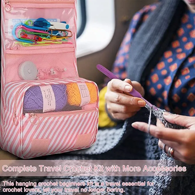 59 Piece Crochet Set, Portable Suspension Storage, Yarn Weaving, Beginner Knitting Tools 59 Piece Crochet Set, Portable Suspension Storage, Yarn Weaving, Beginner Knitting Tools