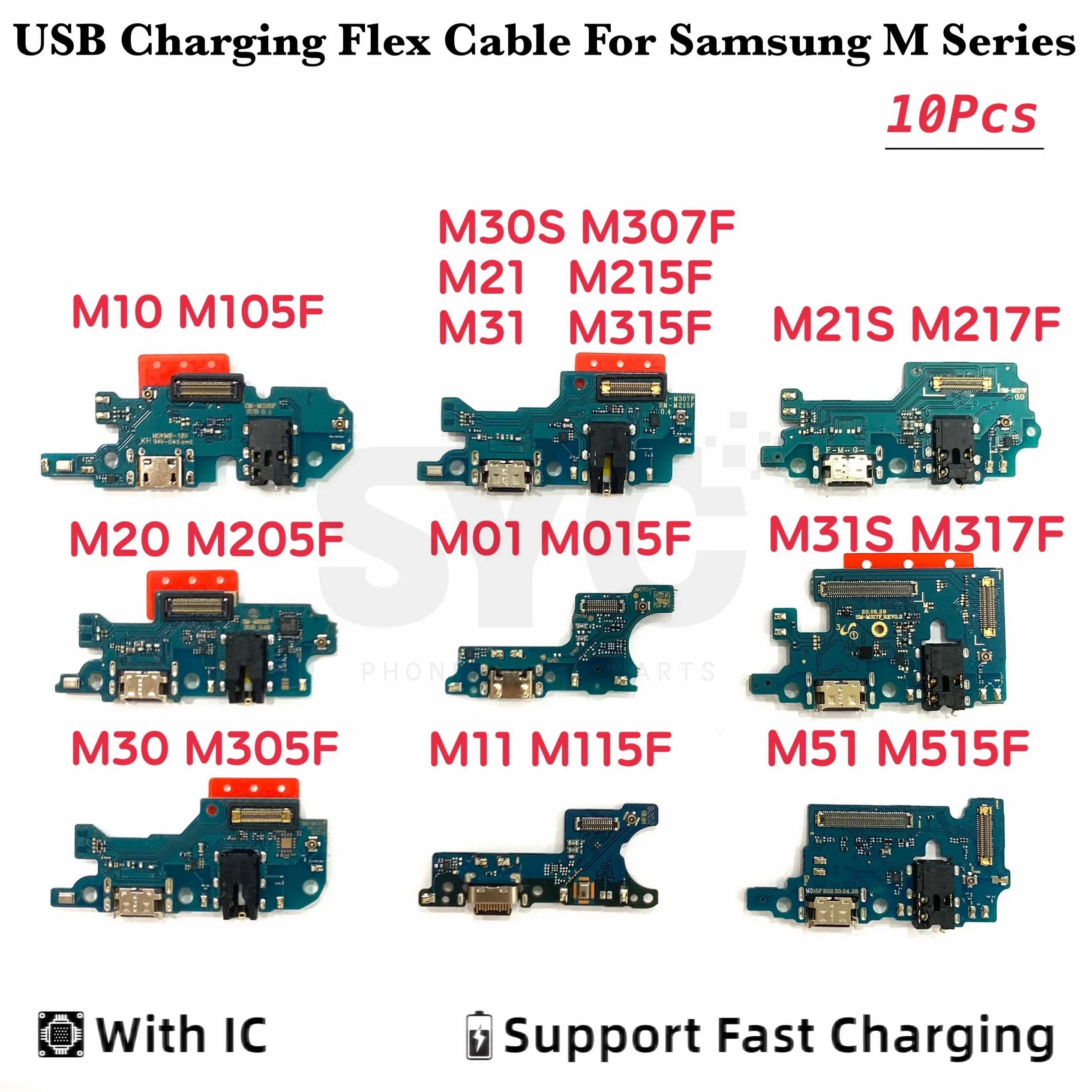 

10Pcs USB Charger Charging Dock Connector Port Flex Cable Microphone Board For Samsung M10 M20 M30 M30S M21 M31S M51 M01 M11