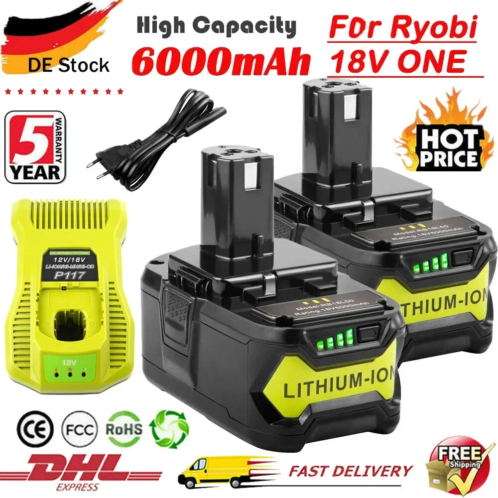 6Ah For RYOBI P108 18V One+ Plus Battery 18 Volt Lithium-Ion Power Tools P104 P107 RB18L50 RB18L20 P108
6Ah For RYOBI P108 18V One+ Plus Battery 18 Volt Lithium-Ion Power Tools P104 P107 RB18L50 RB18L20 P108