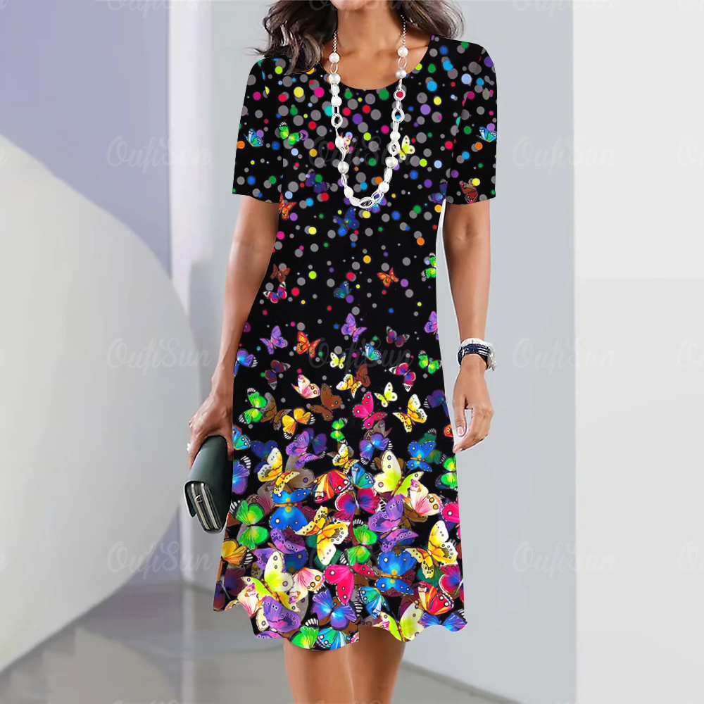 New Women's Dresses, Butterfly Printed Elegant Casual Short Sleeve Summer Dresses Fashion Women's Large Size Clothing Vest Dress
New Women's Dresses, Butterfly Printed Elegant Casual Short Sleeve Summer Dresses Fashion Women's Large Size Clothing Vest Dress