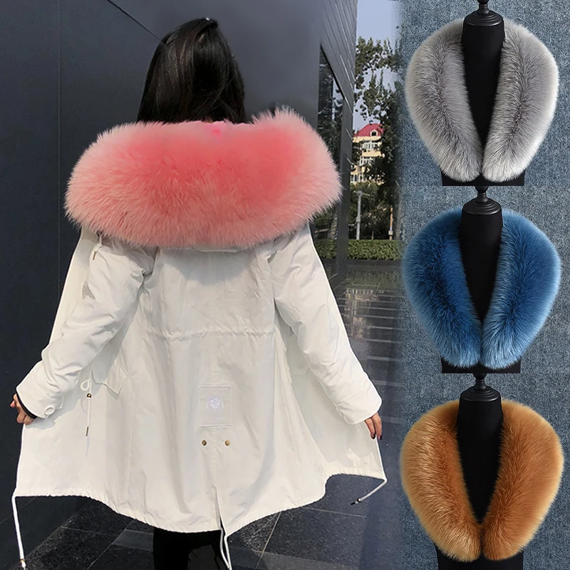 

Luxury Women Faux Fur Scarf Collar Winter Neck Warmer Decorate Hood Trim Fashion Shawl Thicken Imitation Fur Scarf Hooded Collar