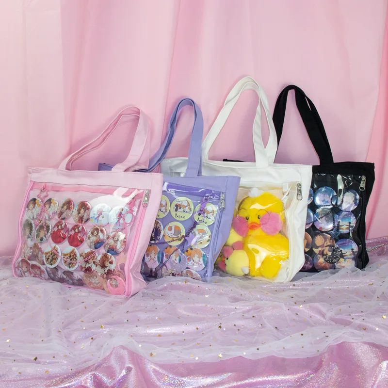 

Female Lolita Girls Transparent Pvc Ita Bag Shoulder Itabag Tote Large Capacity Ita Bag Japanese Style Transparent Jelly Bag