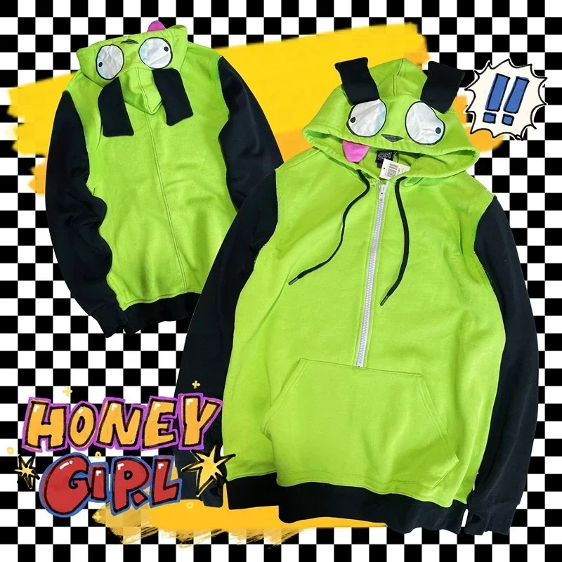 Костюм для косплея аниме Invader, пальто, толстовки Alien Zim, куртка с капюшоном, пуловеры на молнии, свитшоты с ушками на Хэллоуин
Костюм для косплея аниме Invader, пальто, толстовки Alien Zim, куртка с капюшоном, пуловеры на молнии, свитшоты с ушками на Хэллоуин