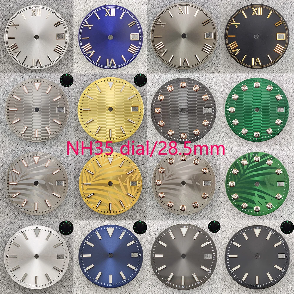 

NH35 watch dial 28.5mm Roman dial/sun stripe graduated dial suitable for NH35 NH36 4R 7S movement assembly single calendar windo
