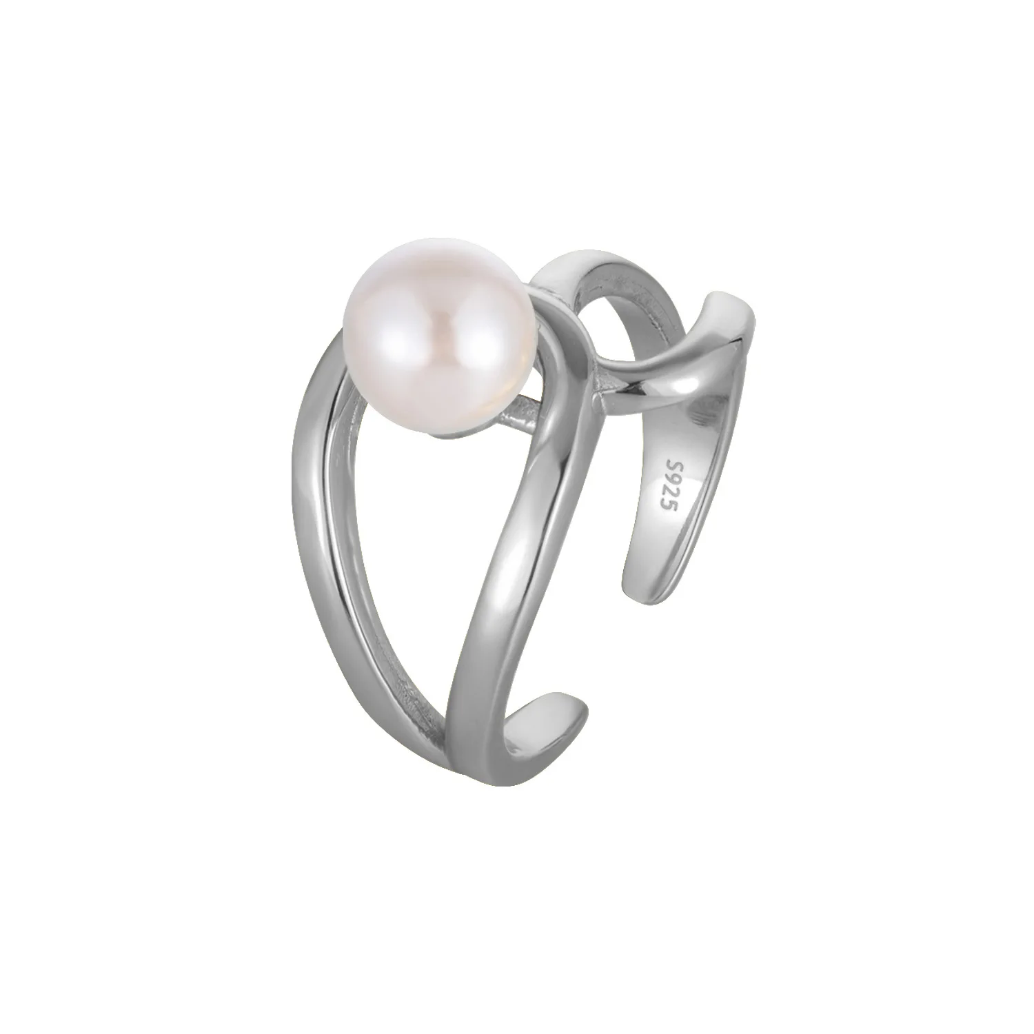 

SR11 Pearl Rings Round Natural Freshwater Pearls Silver Rings Multicolor Pearls Zirconia Adjustable Rings Women's Rings