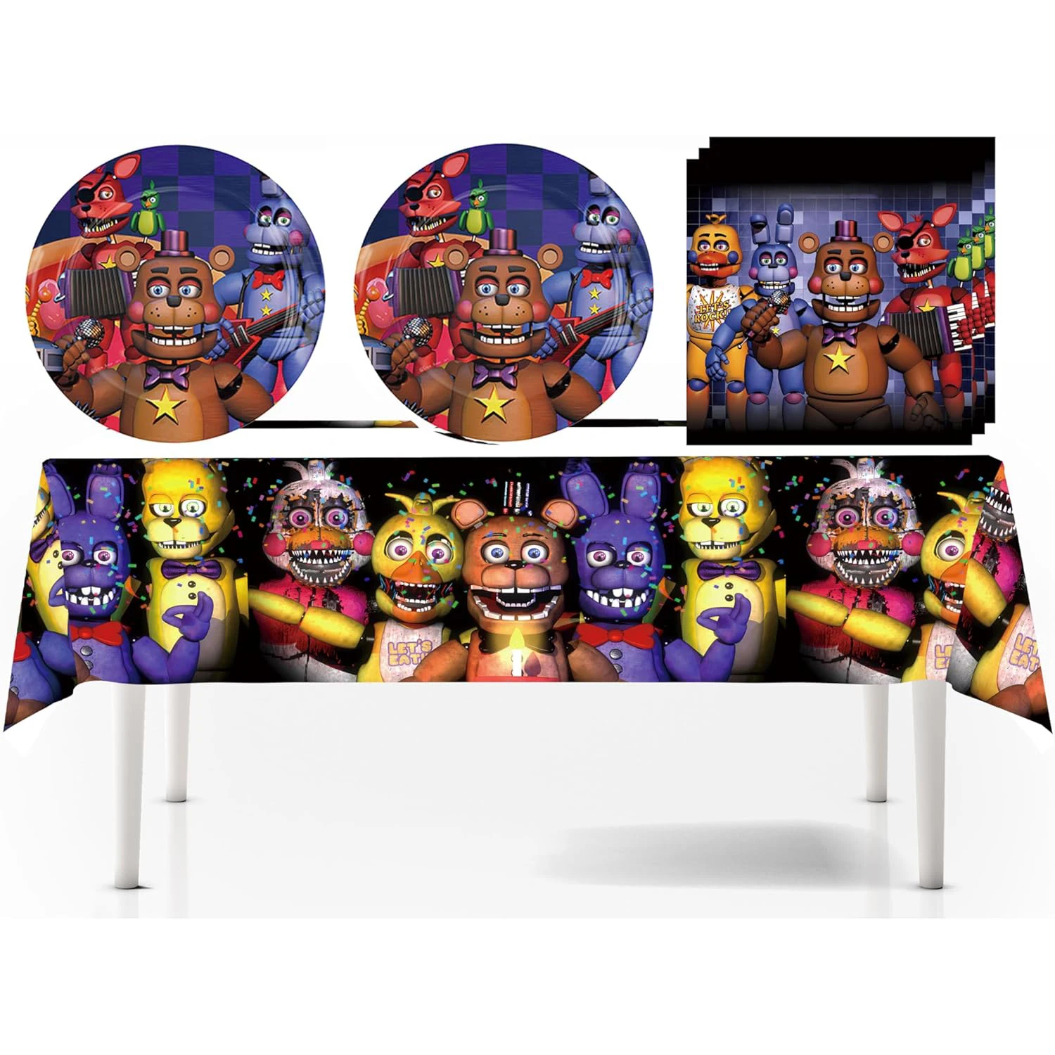 FNAF пять ночей, бесплатная доставка, товары для дня рождения, одноразовая посуда, столовая скатерть для детей, для мальчиков, детский душ
FNAF пять ночей, бесплатная доставка, товары для дня рождения, одноразовая посуда, столовая скатерть для детей, для мальчиков, детский душ