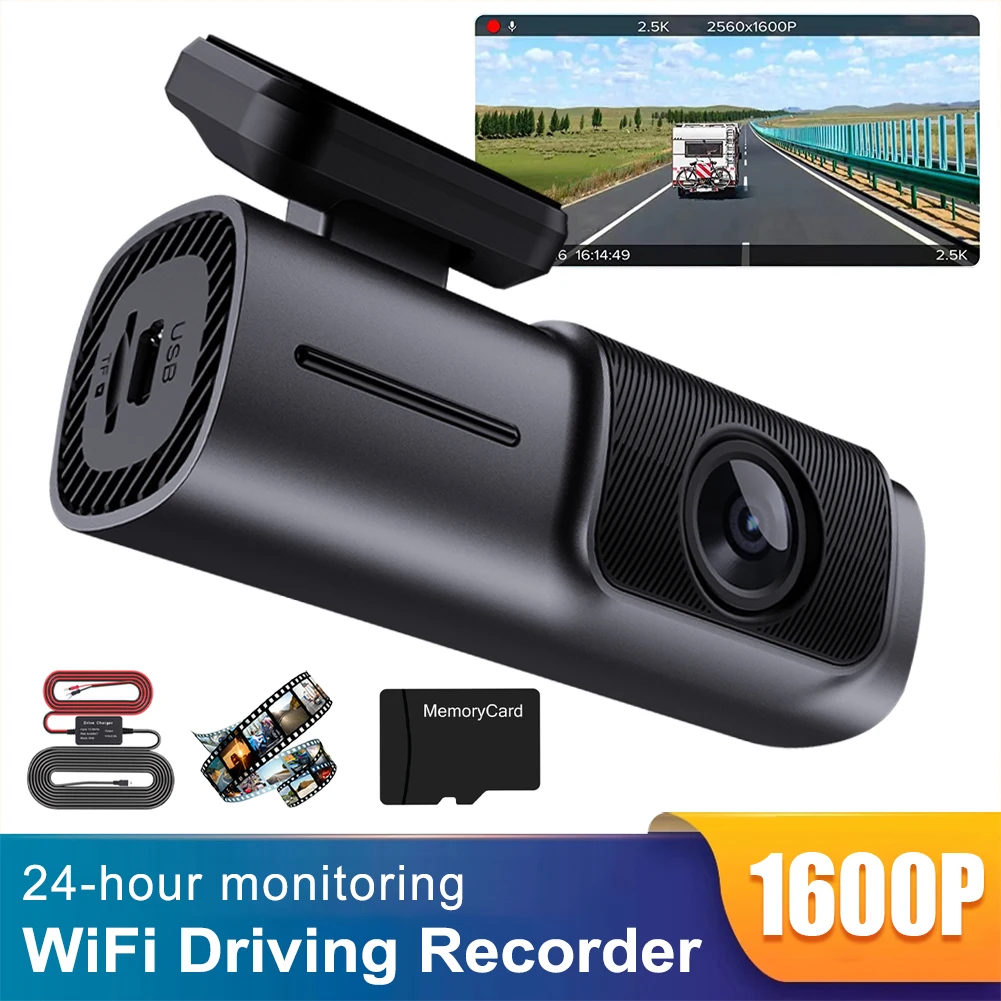 

Car Dash Cam 2.5K 1600P Dash Camera with WiFi Night Vision DVR Recorder G-Sensor Motion Detection Loop Recording Parking Monitor