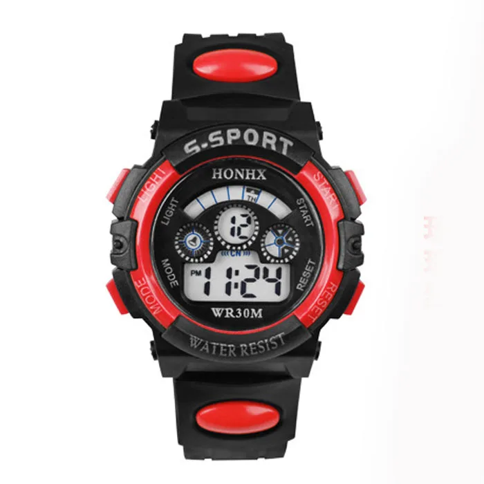 

Outdoor Relogio Infantil Waterproof Children Boy Digital LED Quartz Alarm Date Sports Wrist Watch Red Kids Waterproof Watch