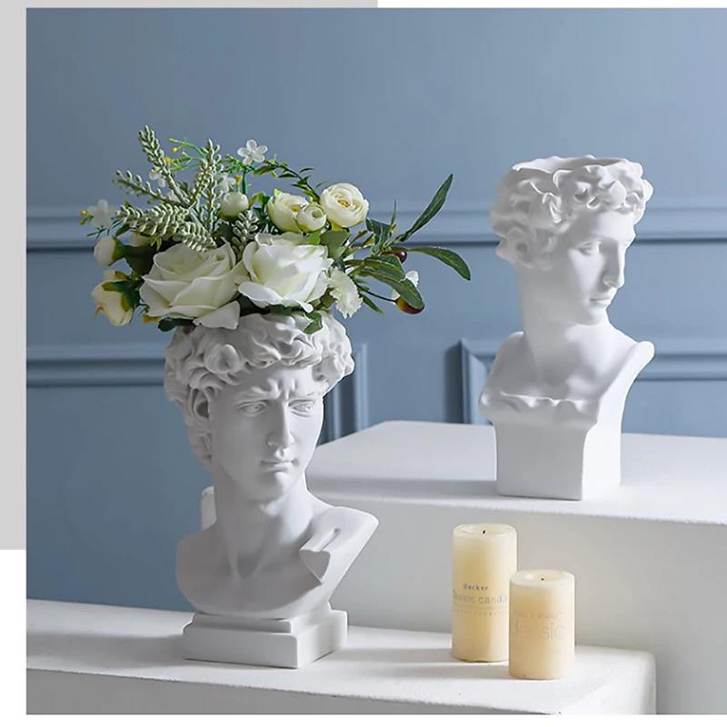 David head Resin Statue plaster dried flower vase living room decor makeup brush pen holder birthday Christmas gifts home decor
David head Resin Statue plaster dried flower vase living room decor makeup brush pen holder birthday Christmas gifts home decor