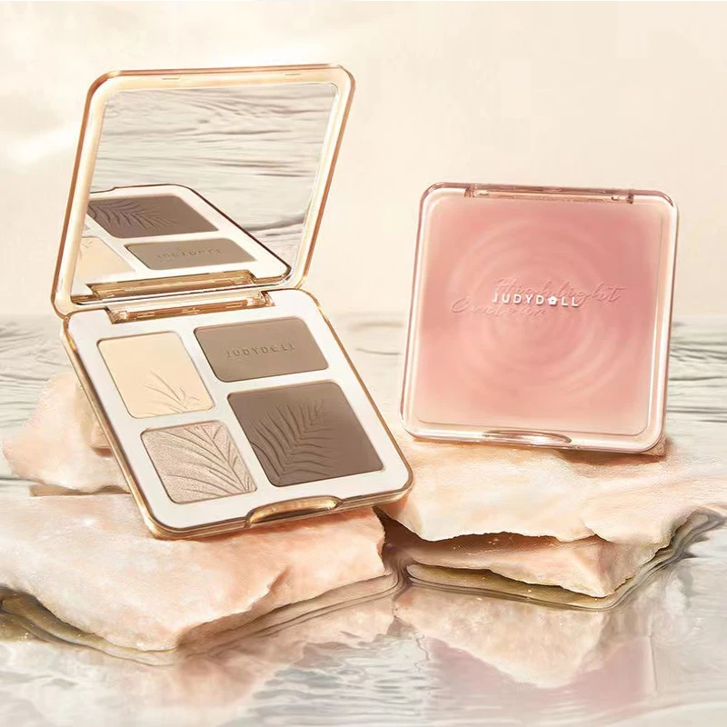 

Judydoll 4 in 1 3d Highlighter Contour Bronzer Palette Nude Makeup Natural Color Rendering Long-Lasting Waterproof Cosmetics