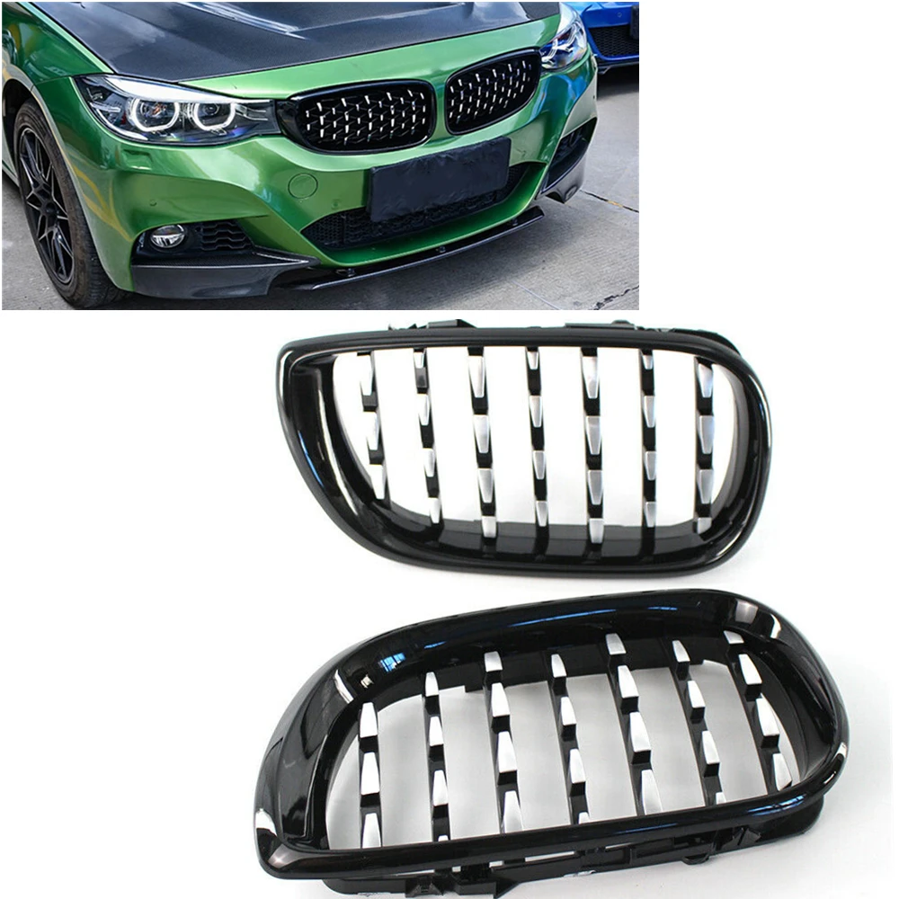 

2pcs Front Kidney Grill Grille For BMW E46 3 Series 4 Door 2002-2005 320i 325I 330i Silver Upper Bumper Hood Mesh