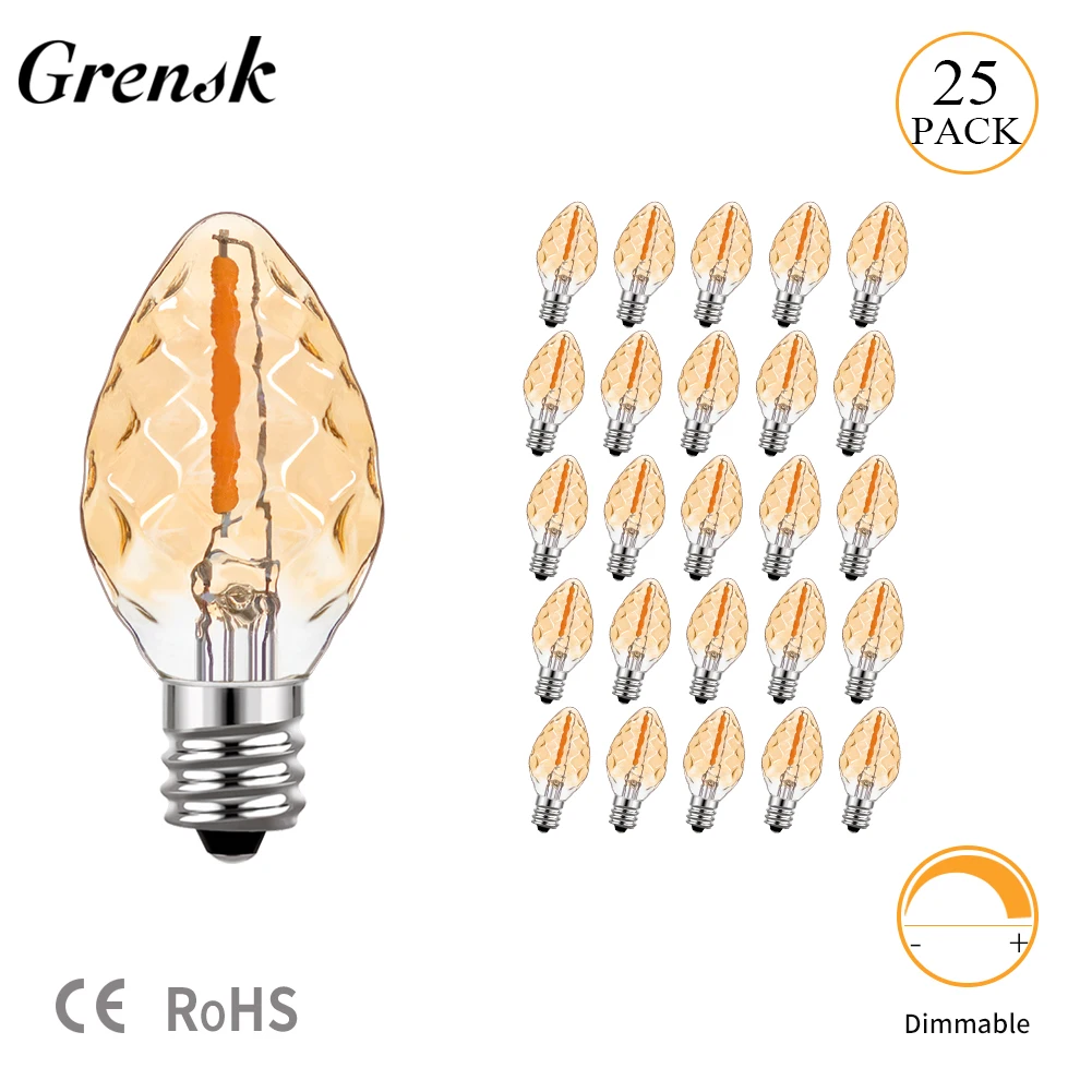 Retro C7 Led Filament Bulb 0.5w E12 E14 Amber Glass Candle Lamps 2200k Mini Candelabra Replacement Bulb For String Light Pendant
Retro C7 Led Filament Bulb 0.5w E12 E14 Amber Glass Candle Lamps 2200k Mini Candelabra Replacement Bulb For String Light Pendant