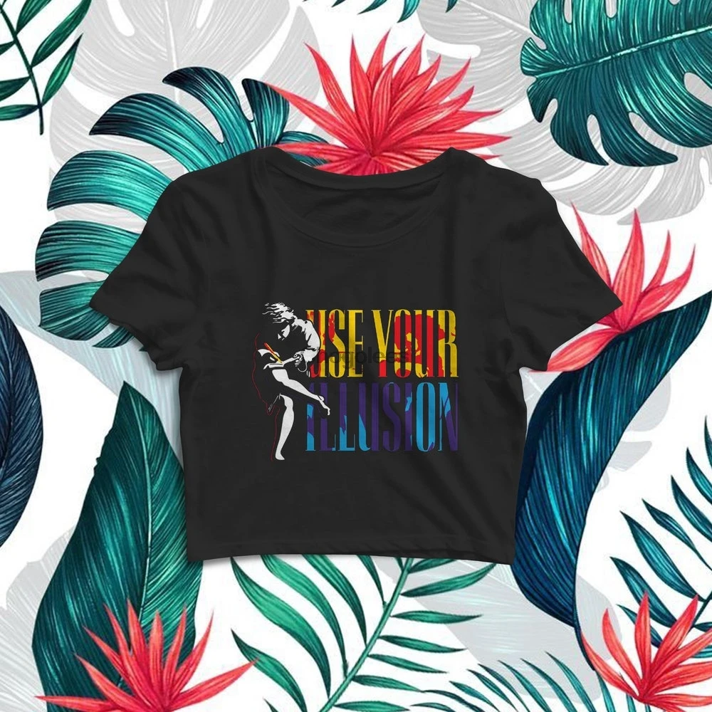 Рубашка с иллюзией Gun N Roses в стиле ретро рок-группы музыкальный тур кроп-топ