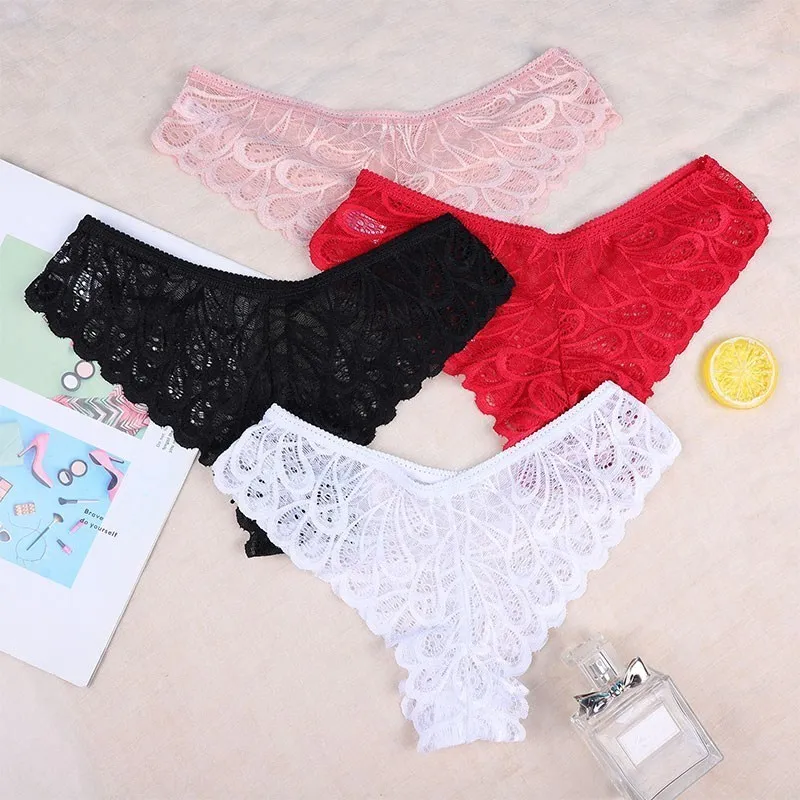 

3PCS/Set Women Underwear Sexy Lace Transparent Panties Tempting Pretty Briefs Low Waist Women's Lingerie Underpants Intimates