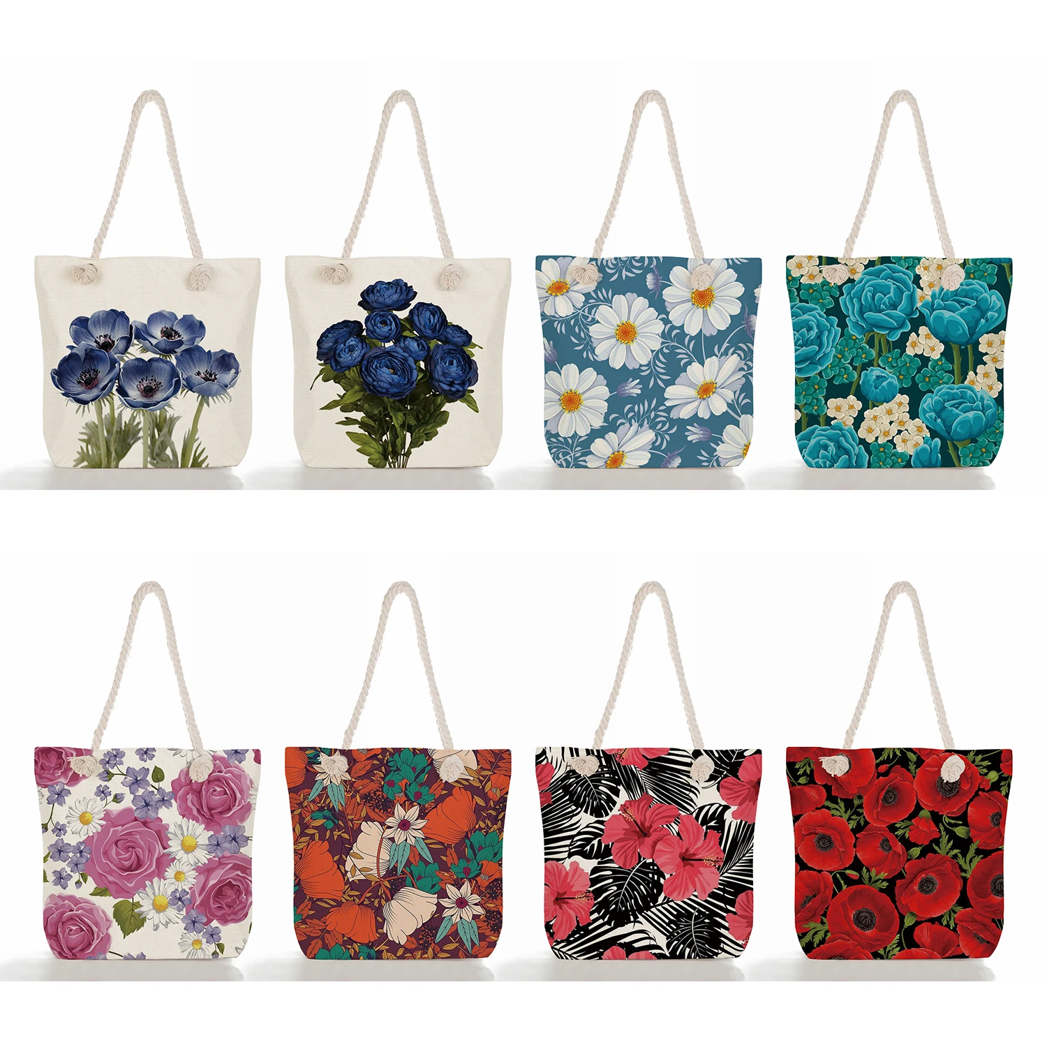 Cotton Rope Handbags Customizable Fashion Women Summer Large Capacity Shoulder Bag Floral Print Beach Tote Linen Shopping Bag
Cotton Rope Handbags Customizable Fashion Women Summer Large Capacity Shoulder Bag Floral Print Beach Tote Linen Shopping Bag