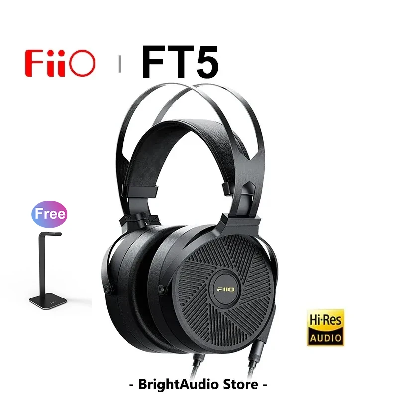 

FiiO FT5 90mm Open-Black Planar Magnetic Headphones Hi-Res Audio High Sensitivity for Audiophiles Studio Great-Sounding 4 Plug