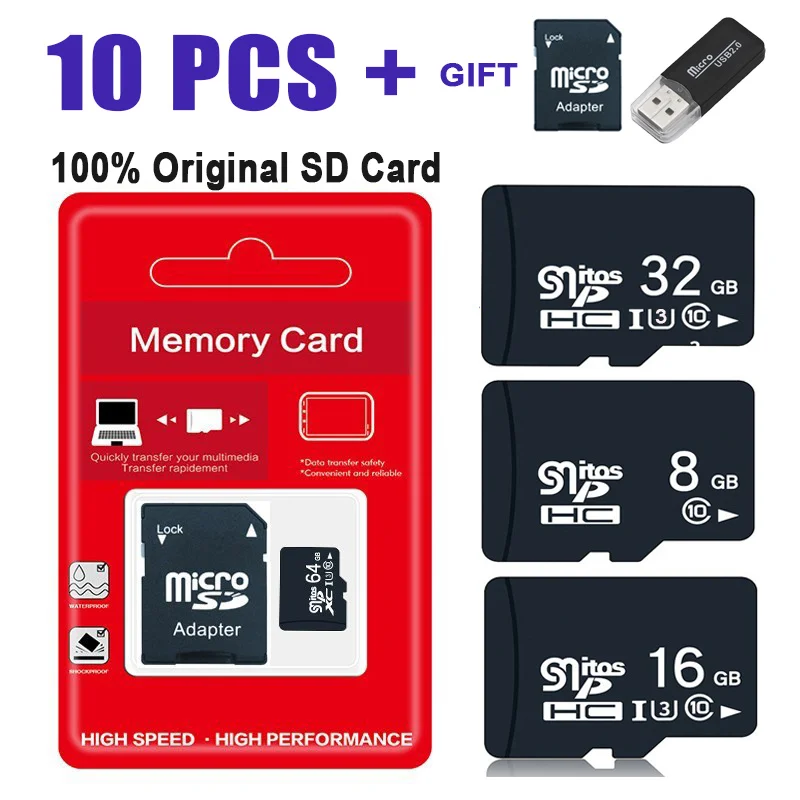 

10PCS TF Card Class10 128GB 256GB cartao de memoria 32GB 64GB 16G SD Card 8G 4GB 2GB Micro Flash Memory Card for Digital Devices