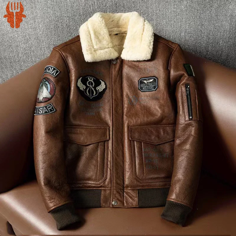 Men's Winter Jacket New fur in oneLeather Jacket Male Air Force Pilot Flight Suit Fashion Original Ecological Wool Warm coat
Men's Winter Jacket New fur in oneLeather Jacket Male Air Force Pilot Flight Suit Fashion Original Ecological Wool Warm coat