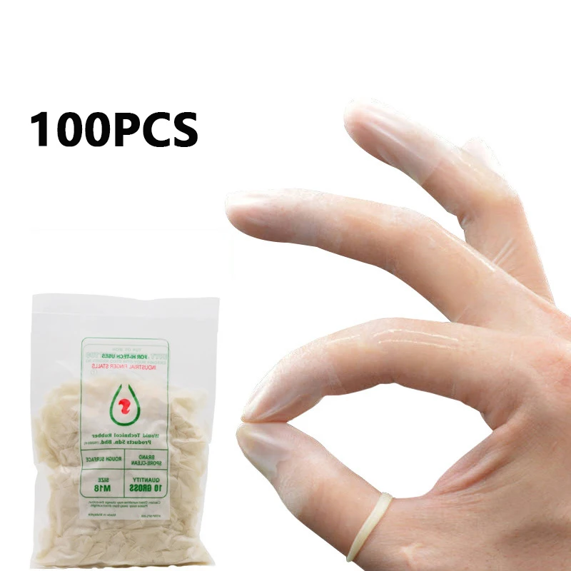 

100 PCS Rubber Non-slip Anti-static Finger Cots Disposable Latex Finger Cover Fingertips Protector Gloves Nail Art Tool