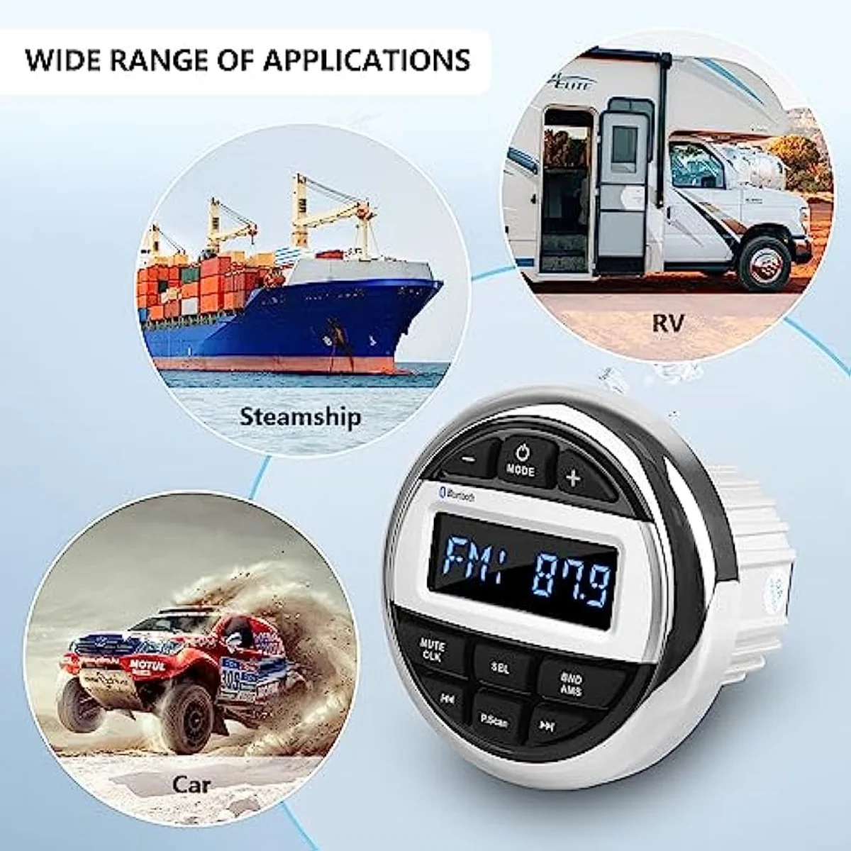Waterproof Marine Stereo Bluetooth Radio Motorcycle Audio Boat Car MP3 Player Auto Sound System FM AM Receiver For SPA UTV ATV
Waterproof Marine Stereo Bluetooth Radio Motorcycle Audio Boat Car MP3 Player Auto Sound System FM AM Receiver For SPA UTV ATV