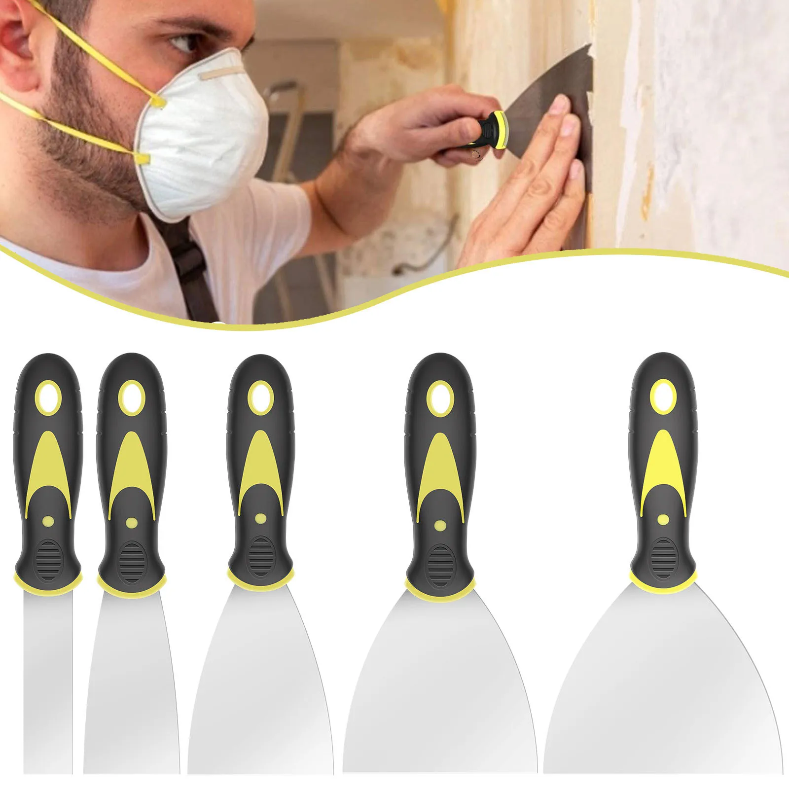 5pcs Putty Scraper Set Stainless Steel Paint Scraper Tool Kit Wall Decal Shovel Drywall Painting Removal Tool Wall Repair Tool
5pcs Putty Scraper Set Stainless Steel Paint Scraper Tool Kit Wall Decal Shovel Drywall Painting Removal Tool Wall Repair Tool