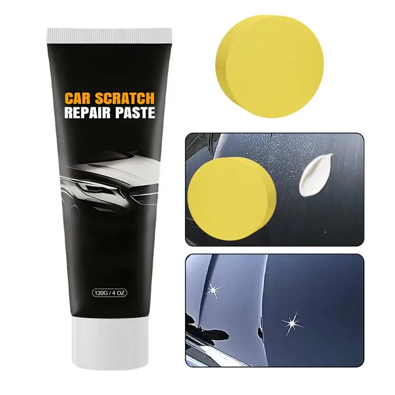 

Car Wax Scratch Remover Rubbing Compound With Sponge 120g Professional Quik 1 Step Effective Car Scratch Eraser For Scuffs Water