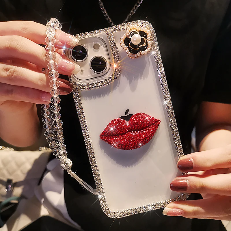 Mobile Phone Case For IPhone 13 12 11 Pro Max Flame Red Lips Transparent Gemstone Diamond Case for Iphone 13 12 Protective Case
Mobile Phone Case For IPhone 13 12 11 Pro Max Flame Red Lips Transparent Gemstone Diamond Case for Iphone 13 12 Protective Case