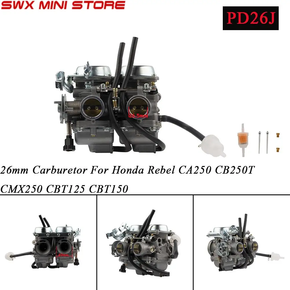 

Carburetor Carb For Honda Rebel 26mm PD26J Dual Carb CA250 CB250T CBT250 CMX250 250cc CBT125 CBT150 Twin Cylinder Motors