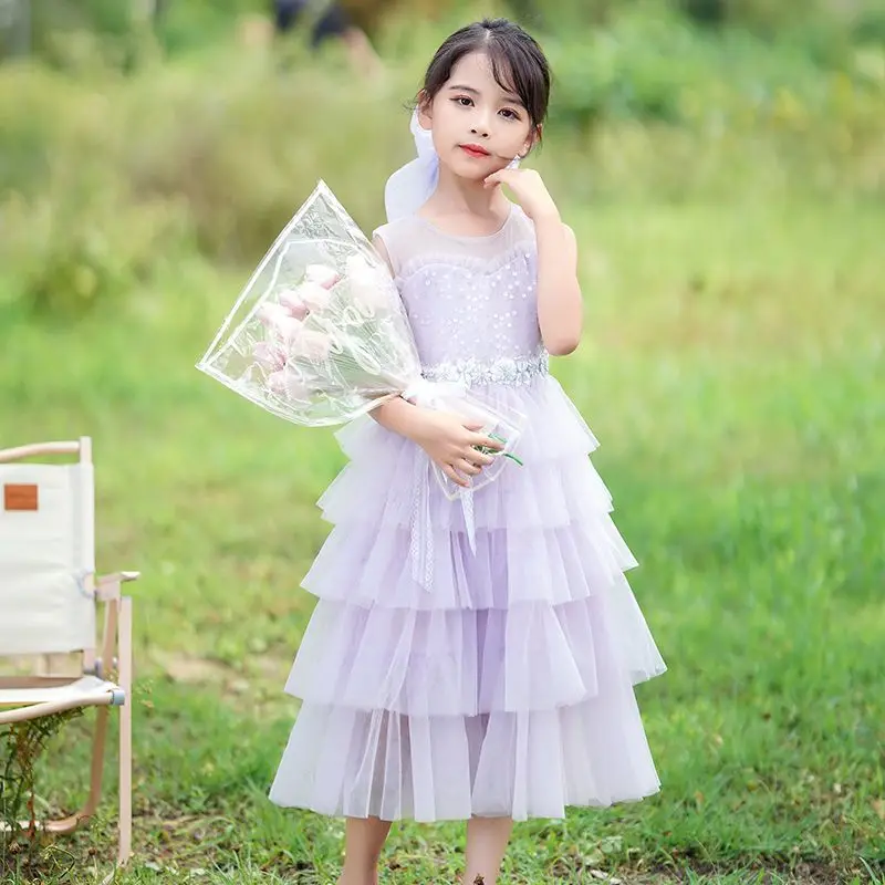 

Платье для девочек, новинка, летняя модная газовая юбка принцессы, модная тонкая детская кружевная юбка