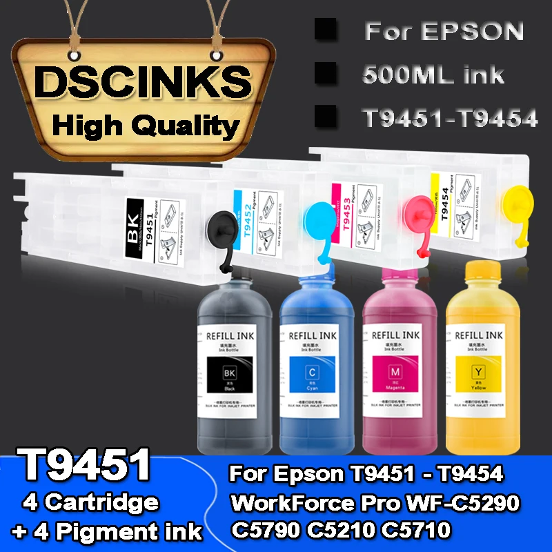 Для Epson T9451, многоразовый картридж с чернилами и пигментными чернилами для Epson обозначения яркости, Европейский чип 
Для Epson T9451, многоразовый картридж с чернилами и пигментными чернилами для Epson обозначения яркости, Европейский чип