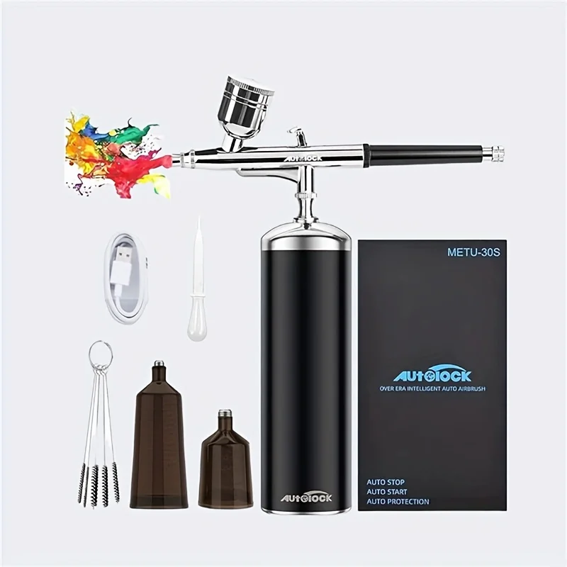 

Upgraded Airbrush Kit with Air Compressor, Portable Cordless Auto Airbrush Gun Kit, Rechargeable Handheld Airbrush Set for Makeu