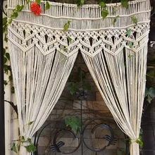 Beige Curtains String Cotton Line Curtain Bohemian Wave Macrame Window Blind Valance Room Divider Door Home Decorations Cortinas