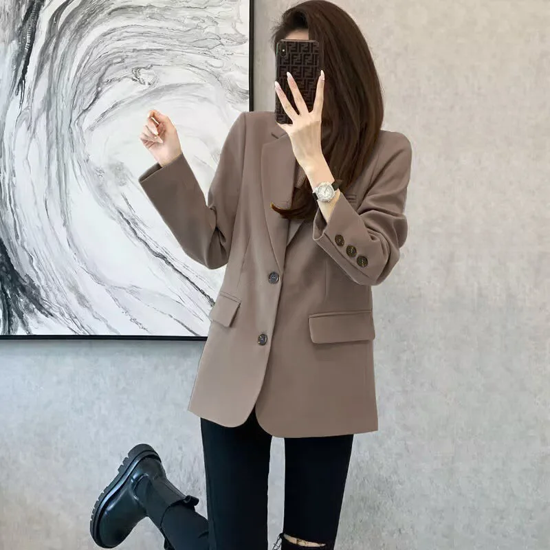 Women Blazer Casual Jacket Multi-Color Pocket All-Match Long Sleeved OL Autumn Winter Elegant Office Lady Coat Loose Solid Thin Women Blazer Casual Jacket Multi-Color Pocket All-Match Long Sleeved OL Autumn Winter Elegant Office Lady Coat Loose Solid Thin