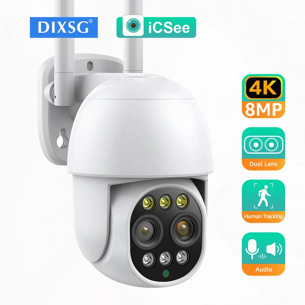 4K 8MP WIFI Camera PTZ Dual Lens 8X Digital Zoom Outdoor 4MP AI humanoid Auto Tracking Zoom Audio iCSee Security Camera
4K 8MP WIFI Camera PTZ Dual Lens 8X Digital Zoom Outdoor 4MP AI humanoid Auto Tracking Zoom Audio iCSee Security Camera