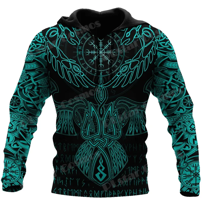 

New Viking Warrior Tattoos 3D Printing Men's Hoodie Fashion Autumn Street Unisex Zip Hoodie Casual Long Sleeve Sweatshirt